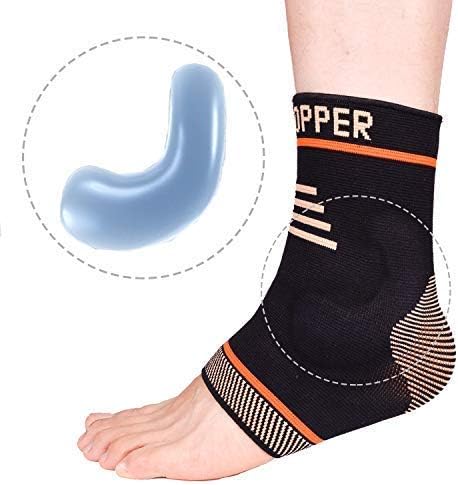 THX4COPPER Infused Compression Ankle Brace, Silicone Ankle Sleeve Support, Pain Relief from Plantar Fasciitis, Achilles Tendonitis- Reduce Foot Swelling & Prevent Ankle, Single