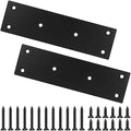 Mending Plate, Metal Steel Flat Straight Brace Bracket, Black Double-Wide Joining Plate for Wood Furniture Fastening & Fixing with 2 Sets of Screws of Different Lengths(48x169mm, 2 Pack)