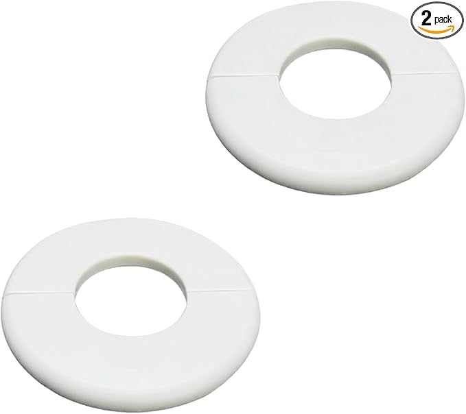 2 Pack Wall Split Flange for 1.73 Inch/44mm OD Pipe ABS Escutcheon Plate Self-Adhesive Round Plumbing Cover Plates for Water Pipe Faucet Decoration, White