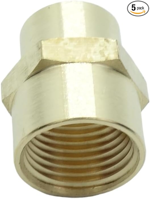 5 Pcs Brass Pipe Fitting Reducing Coupling, FNPT to FNPT Reducer Adapter, 3/8" x 1/4" NPT Female