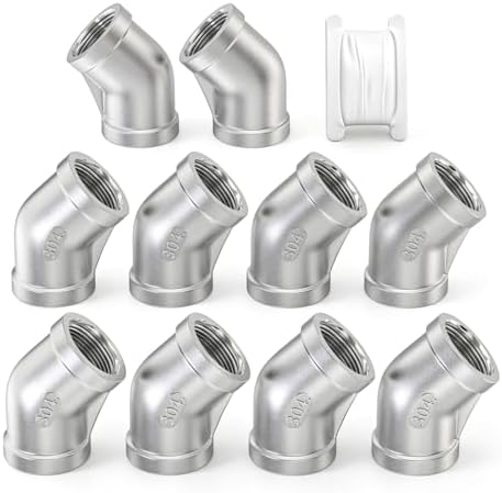 TAISHER 10PCS 304 SS 45 Degree elbow,1"NPT Female Pipe Fitting
