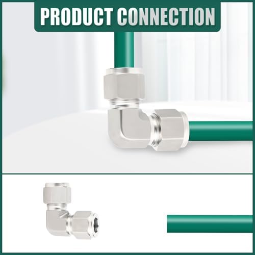 1PCS 316 Stainless Steel 90 Degree Compression Tube Pipe Fitting Connector, 1/2" x 1/2" Tube OD Adapter cast sleeve joint for Air/Fuel/Water/Gas/Oi