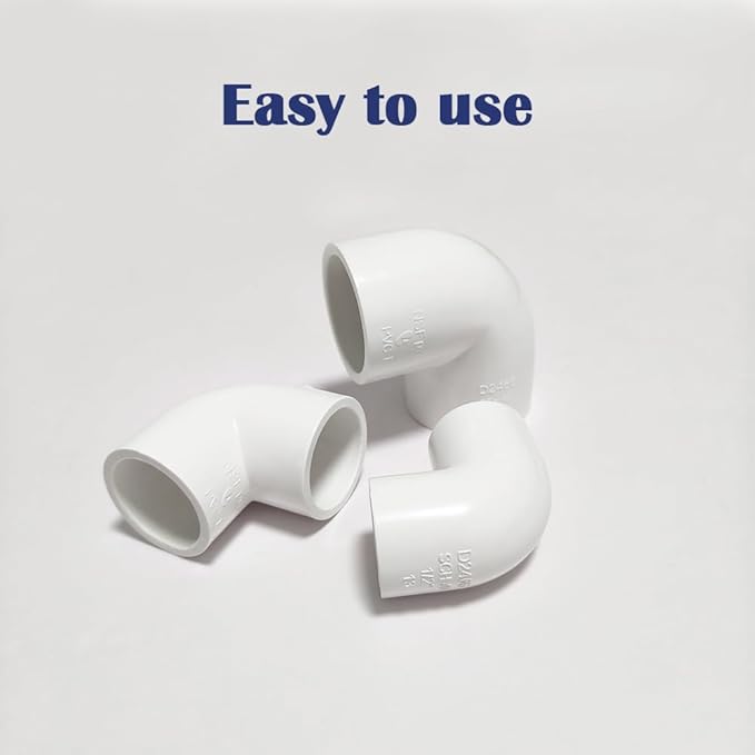 2PCS 1-1/2 Inch White PVC 90 Degree Elbow Adapter Pipe Fittings 2 Way Right Angle Pipe Corner Coupling Connectors for Sprinkler, Drip Irrigation System HE051-1-1/2