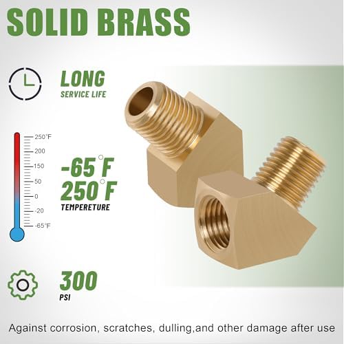 4Pcs Brass Pipe 45 Degree Barstock Street elbow,3/8" x 3/8"