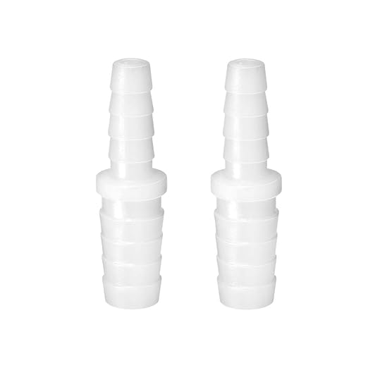 Quickun Plastic Hose Barb Reducer Fitting 3/8" to 5/16" Barbed Reducing Union Adapter Splicer Mender Joint Fitting (Pack of 2)