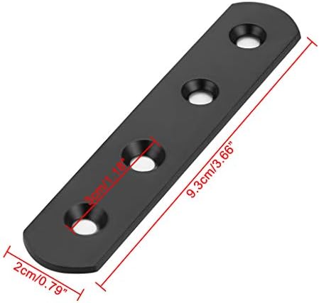 Sumnacon 8Pcs Stainless Steel Flat Plates - 4 Inch Heavy Duty Mending Plate Straight Corner Brace Brackets Connector Furniture Repair Fixing Joint with Screws, Black
