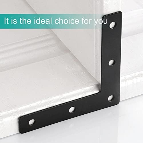 20 Pcs Black Flat Corner Brace Brackets,80mmx80mm Metal Right Angle Corner Brace L Shaped Brackets,Mending Plate Bracket with Screws
