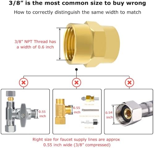 Hooshing 2PCS Brass Coupling Pipe Fitting, 3/8" x 3/8" NPT Female Coupler
