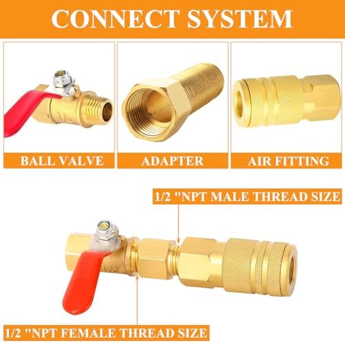 WOPPLXY 10 PCS Brass Pipe Fittings, 1/2" Female to 1/2" Male Pipe Longer Fitting Converter Adapter, Brass Extension Pipe Nipple Connector(Length 2.8 Inch/70 mm)