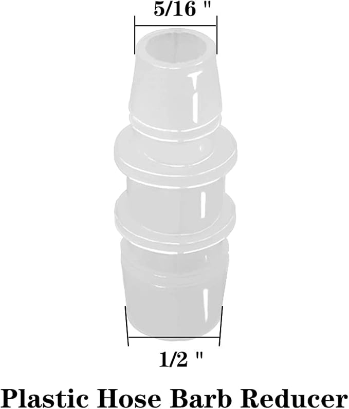 1/2" to 5/16" Hose Barb Reducer Pipe Fittings Adapter, Plastic Joint connector Splicer Mender for Aquarium Household Transport Fuel Gas Liquid Air (Pack of 4)