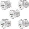 Quickun Stainless Steel Reducing Hex Bushing, 1/2" Male NPT to 3/8" Female NPT, Reducer Bushing Pipe Hose Fitting （Pack of 5）