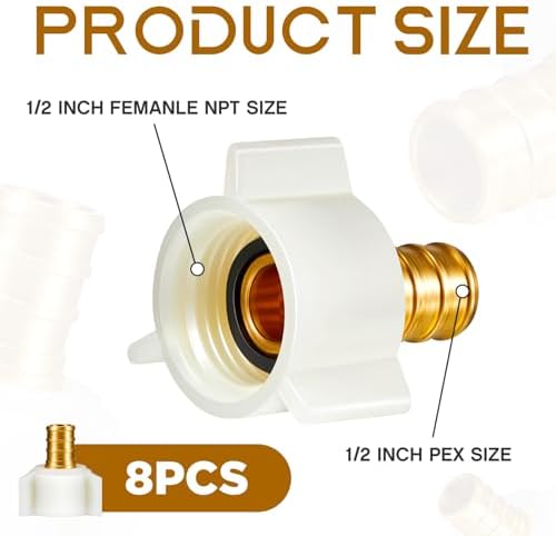 Fabbay 8 Pack 1/2 Inch Pex Fittings 1/2" NPT Female Threaded Swivel Adapter