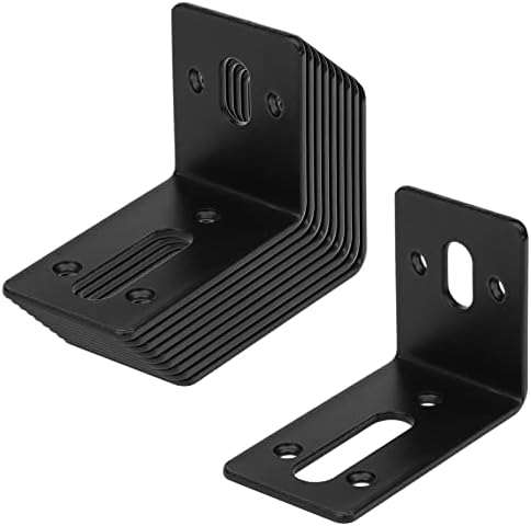 GBGS 10 Pack Black Slotted L Bracket,Adjustable Corner Braces,1/8" Thick