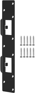Double Holes Latch Reinforcement Plate Heavy Duty Security Latch Plate Security Striker Plates for Exterior Interior Door Deadbolt Fix Door Frame for 4.5 inch Hole Center (Black-1Pcs)