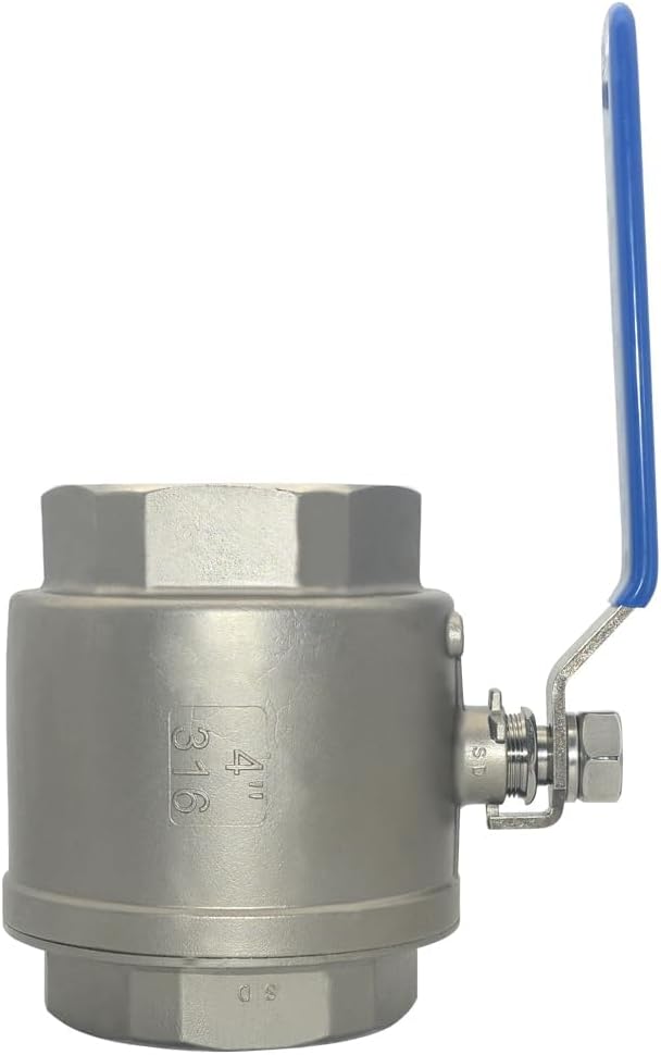 316 Stainless Steel 1/8"~3" Full Port Ball Valve with Blue Vinyl Handle, NPT Female x Female Thread,1000 WOG (4")