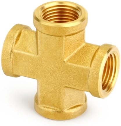 GASHER 5PCS Brass Pipe Fitting, Cross 4 Way Pipe Fitting, 1/8" NPT Female Pipe