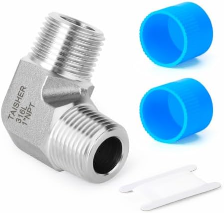 TAISHER 1pcs Forged 316L SS 90 Degree Elbow,1"NPT Male Pipe Connector
