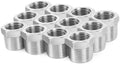 ChillWaves 304 Stainless Steel Pipe Fitting, Reducer Hex Bushing 1/2" NPT Male x 3/8" NPT Female Thread Adapter(12-PACK)