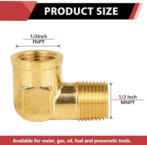5Pcs EFIELD 1/2"MNPT x1/2"FNPT 90 Degree Barstock Street Elbow(NPT121-5)