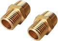 2pcs 1/4" NPT x 1/8" NPT Brass Nipple, 1/4 to 1/8 Adapter Fitting Reducing Solid Hex Nipple, Brass 1/4 Male to 1/8 Male Reducer Pipe Fittings for Extending and Connecting Pipes