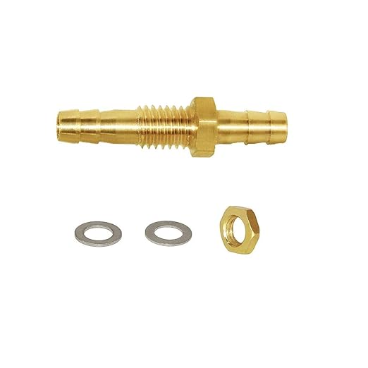 Joywayus 1/4'' Hose Barb Thru-Bulk Head Hex Union Brass Fitting with Flat Washer Gasket Water/Fuel/Air