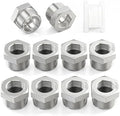 TAISHER 10PCS 304 Stainless Steel Reducer Hex Bushing, 1/4" NPT Male x 1/8" NPT Female, Reducing Pipe Adapter Fitting