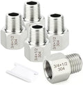 TAISHER 5PCS 304 Stainless Steel Pipe Fitting, New Reducer Adapter, 1/2" NPT Male x 3/4" NPT Female, Reducing Pipe Adapter Fitting