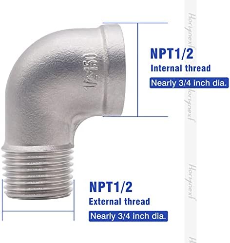 1/2'' NPT Stainless Steel Elbow Fitting, 90 Degree Street Elbow
