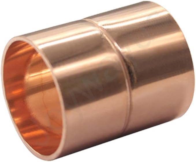 Joywayus 1PCS 1-1/2" ID Copper Coupling with Dimple Stop Straight Sweat Pipe Fitting Pressure Plumbing Solder Connection