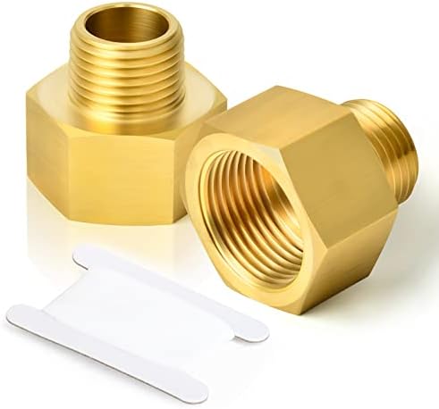 TAISHER 2PCS Brass Pipe Fitting, Reducer Adapter, 3/8-Inch Male Pipe x 1/2-Inch Female Pipe