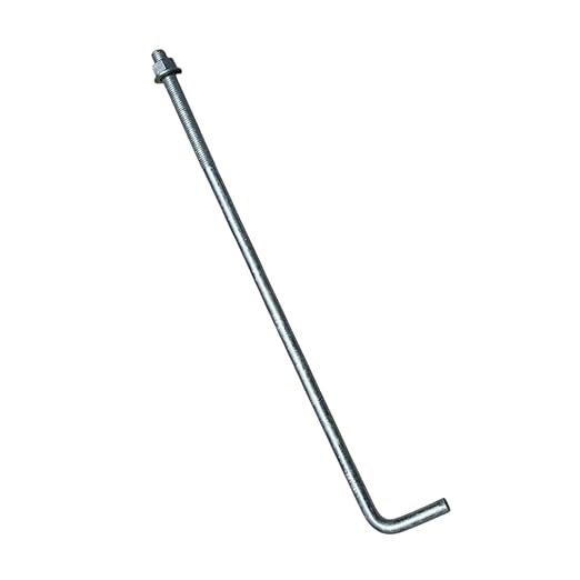 Sandbaggy 3/4" x 24" Threaded Concrete Anchor L-Bolts (Nuts & Washers Included) - Hot Dipped Galvanized - Sill Plate, Base Plate, Masonry, Wood, Cement Anchors, J Bolt (20, 3/4" x 24")