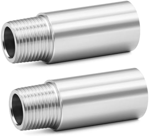 ChillWaves 304 Stainless Steel Pipe Fitting, Nipple Cast Pipe 1/2" NPT Male x 1/2" NPT Female Thread 2" Length(50MM)(2-PACK)