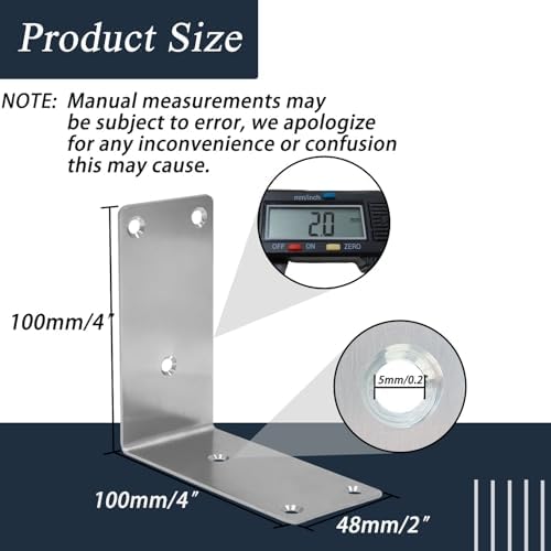 30PCS L-Shaped Corner Brackets, 4"X1"X1" 304 Stainless Steel Angle Bracket