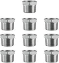Stainless Steel 1/2" Male NPT to 1/4" Female NPT Reducer Hex Bushing Pipe Fitting Adapter (pack of 10)