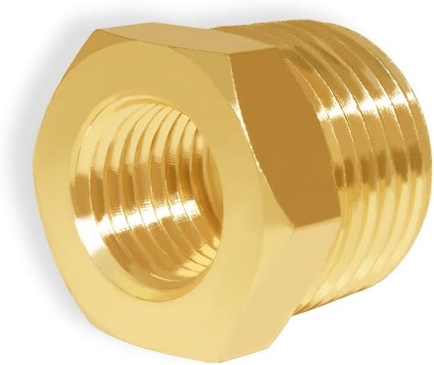Hooshing 2PCS Brass Reducer Hex Bushing 3/4" NPT Male to 1/4" NPT Female Reducing Pipe Adapter Fittings