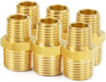 ChillWaves Brass Pipe Fitting，Reducer Hex Nipple 3/8" NPT Male x 1/4" NPT Male Thread Adapter(6-PACK)