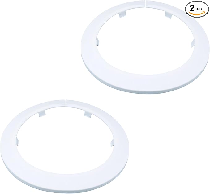 142mm Pipe Cover Decoration; Fit 5.59" Outer Diameter Pipe/Hole; White PP Plastic Escutcheon Collar; Snap-on Water Escutcheon Plate for Bathroom Kitchen Wall Tube Decor 2 Pcs