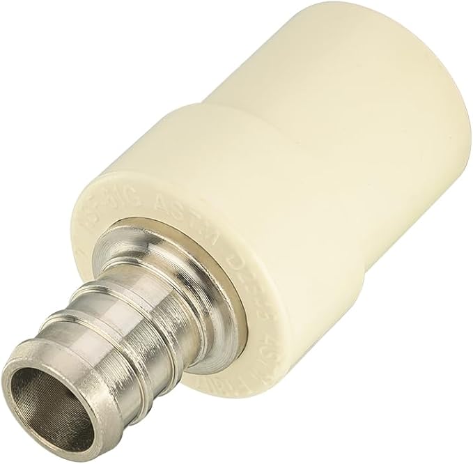 (Pack of 10) EFIELD 1/2" Pex x 1/2" CPVC Transition Coupling Barb Crimp Brass Fittings,(PEX1807340)