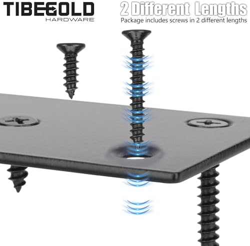 Mending Plate, Black Metal Flat Straight Brace Bracket, Double-Wide Metal Plate, Joining Plate for Wood Furniture Fence Fastening with Screws in 2 Different Lengths (48x169mm, 4 Pack)