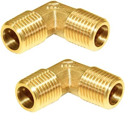 Joywayus 2 Pack Brass 1/4" NPT Male Elbow Pipe Fittings