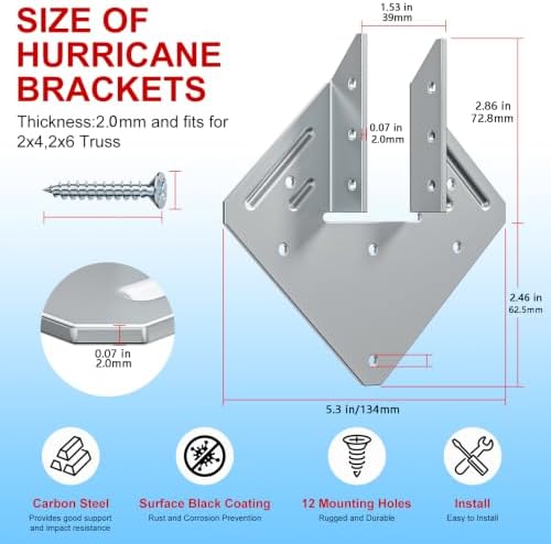 Hurricane Ties for Rafters, 30 Pack, Zinc Color-Plated Steel