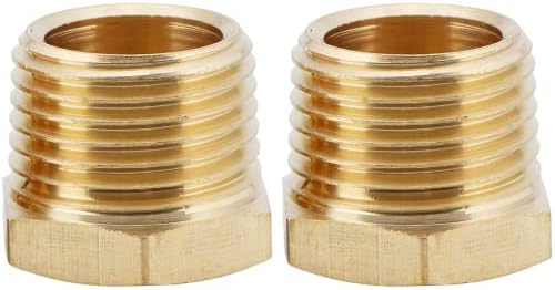 2PCS 1/2" x 1/4" Brass Reducer Hex Bushing by CX WONDERLAND