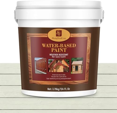 Wood Stain and Sealer in One 2-in-1,1 Gallon Off-white, Indoor & Outdoor Waterproof Preservative Wood Coating for Furniture, Decks, Fences – Easy Application| Flexible & Crack-Resistant| UV Protection