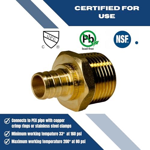 XFITTING 3/4 inch Pex x 1 inch Male NPT Adapter, 24-4-7=25X, 25 Pieces