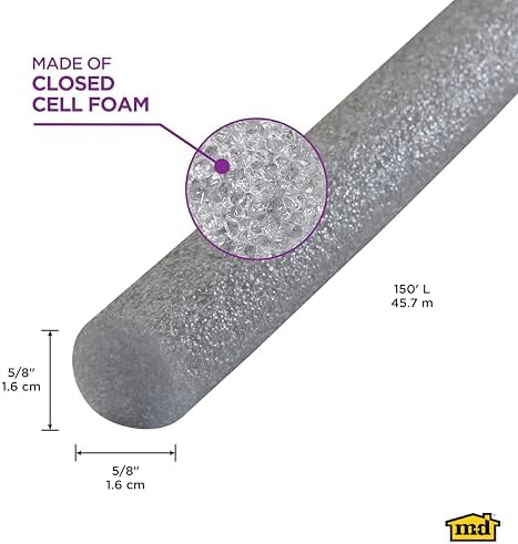 MD Building Foam Backer Rod for 5/8in Gaps and Joints, Gray, 150ft