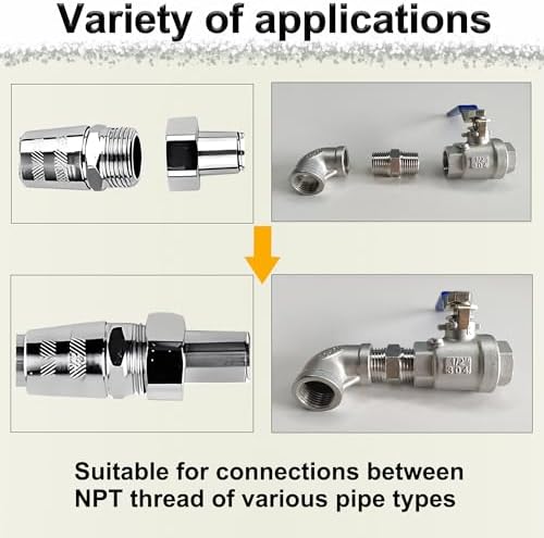 3/4" NPT Male Hex Nipple Pipe Fittings, 304 Stainless Steel 3/4 inch Threaded Pipe Adapter Fittings Equal Nipples Connectors, 4pcs Male Straight Connector Pipe Fitting