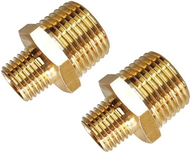 2pcs 1/2" NPT x 1/4" NPT Brass Nipple, 1/2 to 1/4 Adapter Fitting Reducing Solid Hex Brass Nipple, 1/2 Male to 1/2 Male Reducer Pipe Fittings for Extending and Connecting Pipes