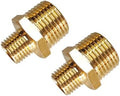 2pcs 1/2" NPT x 1/4" NPT Brass Nipple, 1/2 to 1/4 Adapter Fitting Reducing Solid Hex Brass Nipple, 1/2 Male to 1/2 Male Reducer Pipe Fittings for Extending and Connecting Pipes