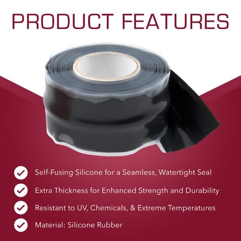 X-Treme Tape MOCAP Heavy Duty Waterproof Self Fusing Silicone Rubber Tape for Hose, Pipe, Electrical, Automotive, Outdoor, and Repairs - Leak Proof, Insulating - 1-1/2 Inch x 10 Ft Roll - Black