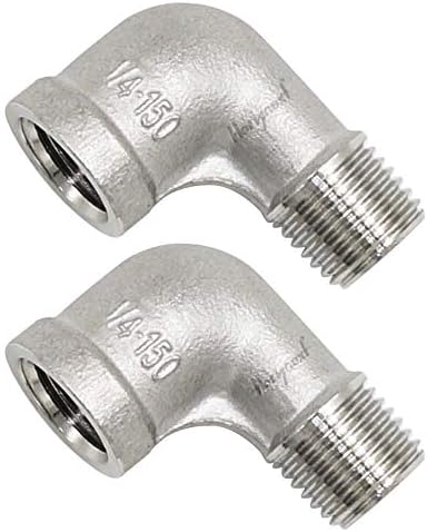 1/4'' NPT Stainless Steel Elbow Fitting, 90 Degree Elbow, 2 Pc
